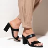 μαύρο πέδιλο με χοντρό τακούνι Sandalista - Rayu Eleve Noir