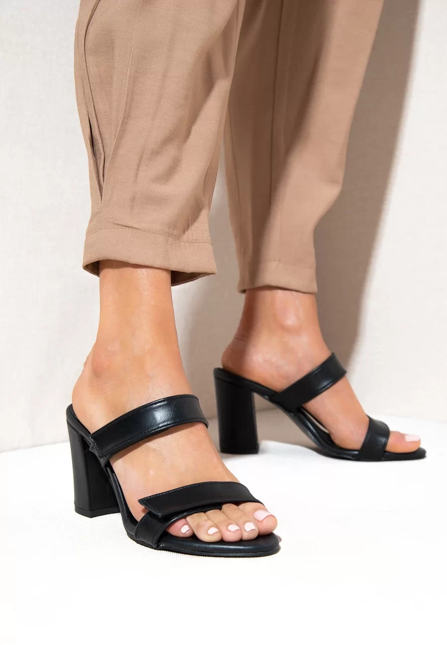 μαύρο πέδιλο με χοντρό τακούνι Sandalista - Rayu Eleve Noir