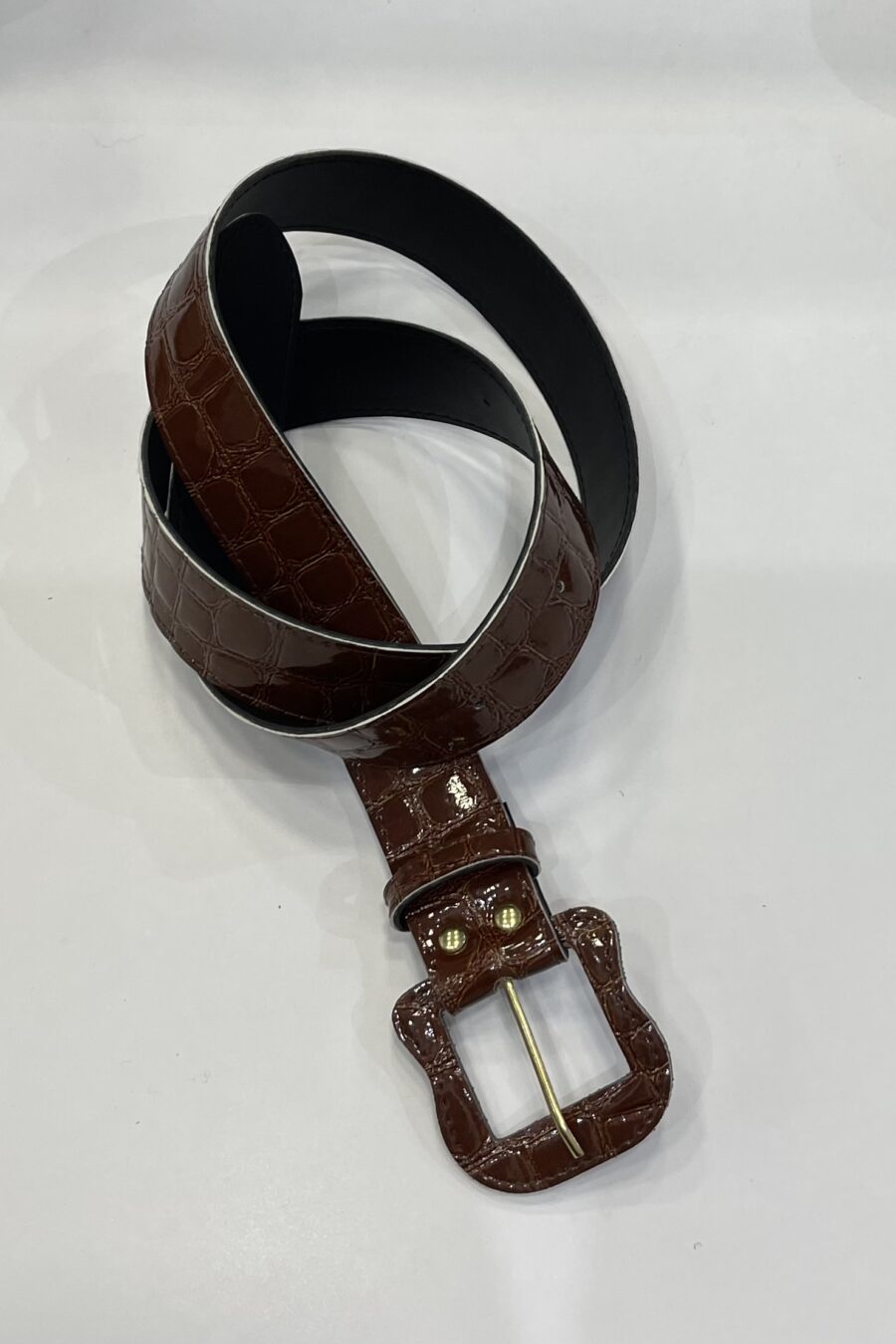 Ζώνη eco leather λουστρίνι κροκό