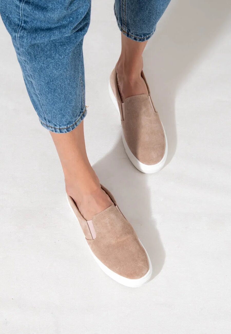 Δερμάτινα Sneakers Μπεζ