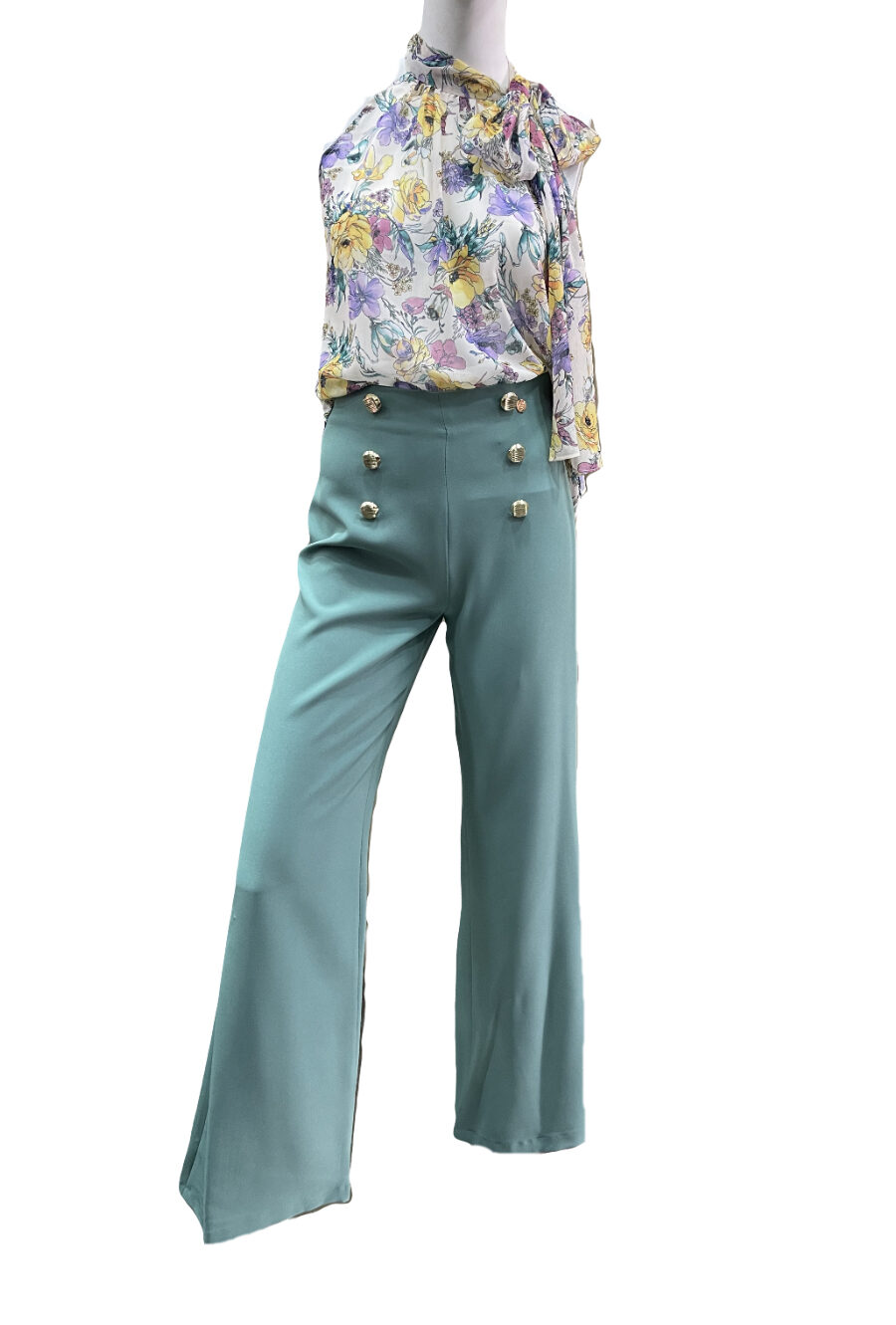 Παντελόνα ψηλόμεση με χρυσά κουμπιά