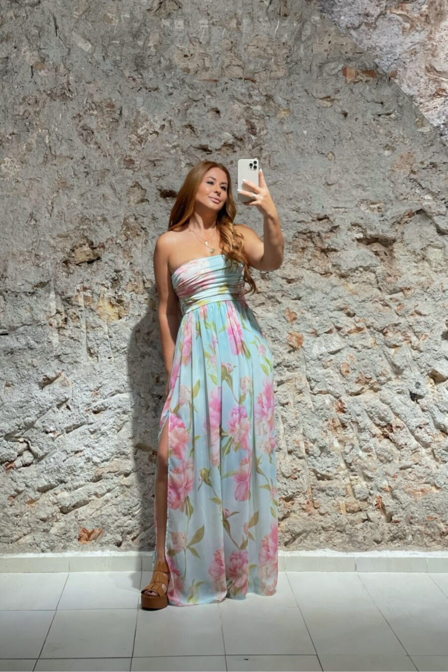 Φόρεμα στράπλες floral