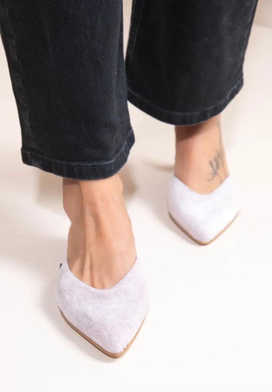 Brocade Gray – Γυναικεία Δερμάτινα Mules Flat