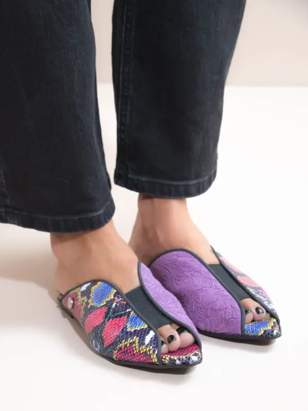 Γυναικεία Δερμάτινα Mules Flat