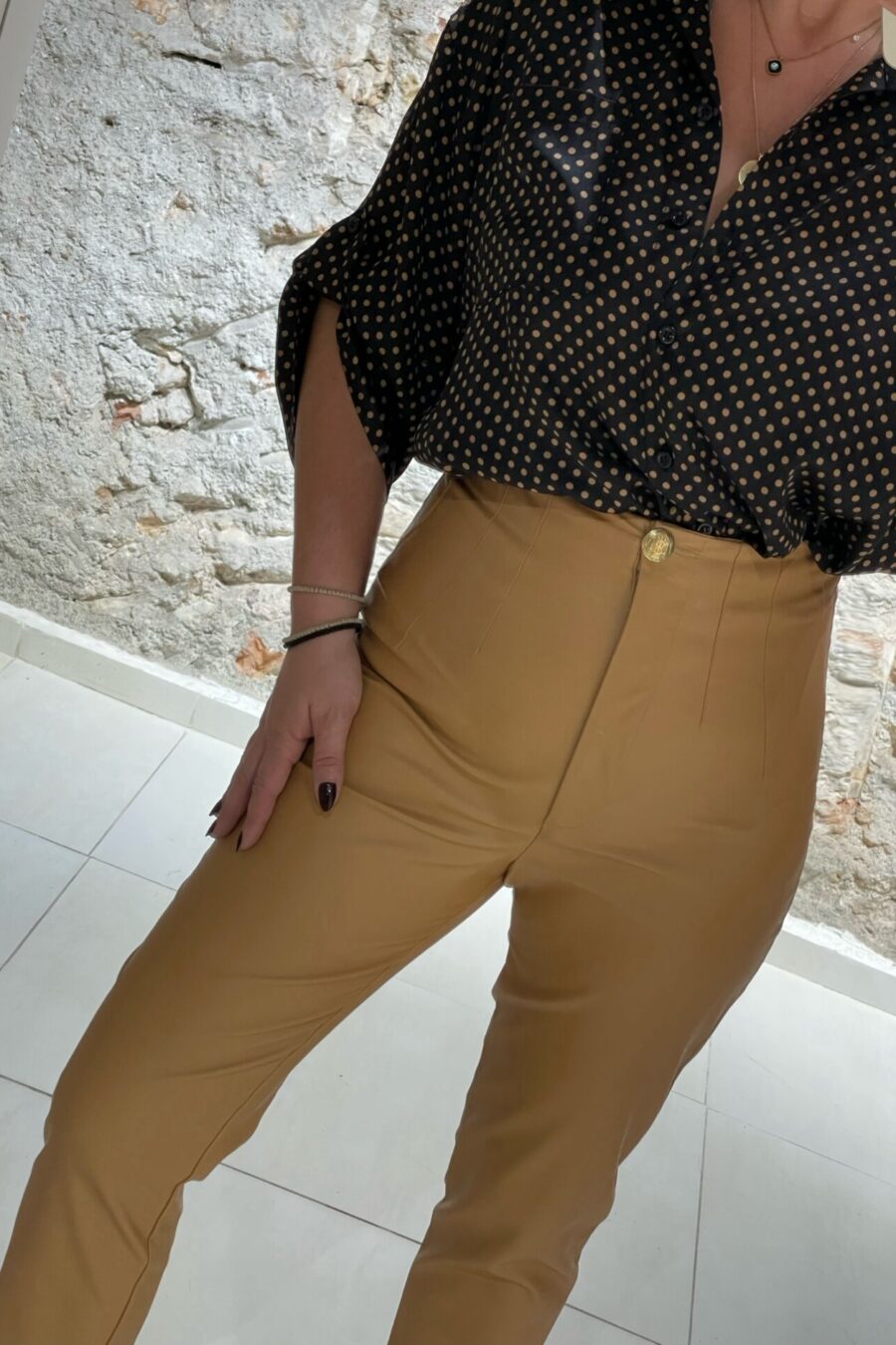 Παντελόνι eco leather ψηλόμεσο  White 22 - WR0340