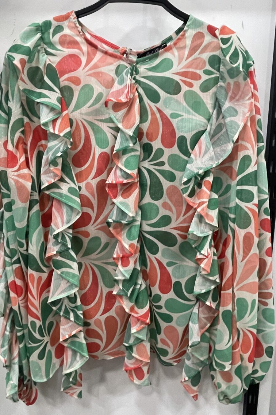 Πουκάμισο εμπριμέ με βολάν Sarahchole -014637