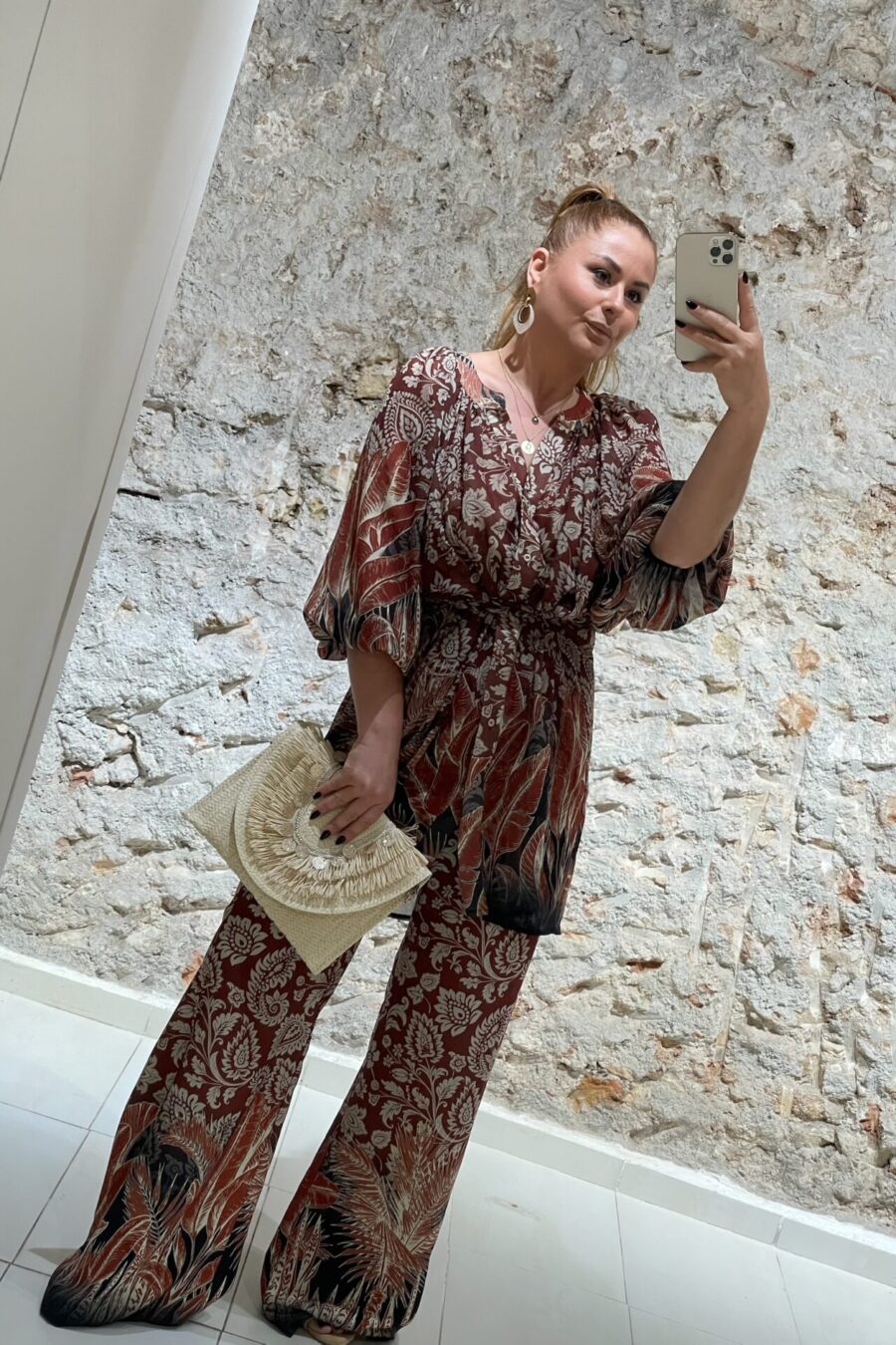 Παντελόνα εμπριμέ We Coss - 1025