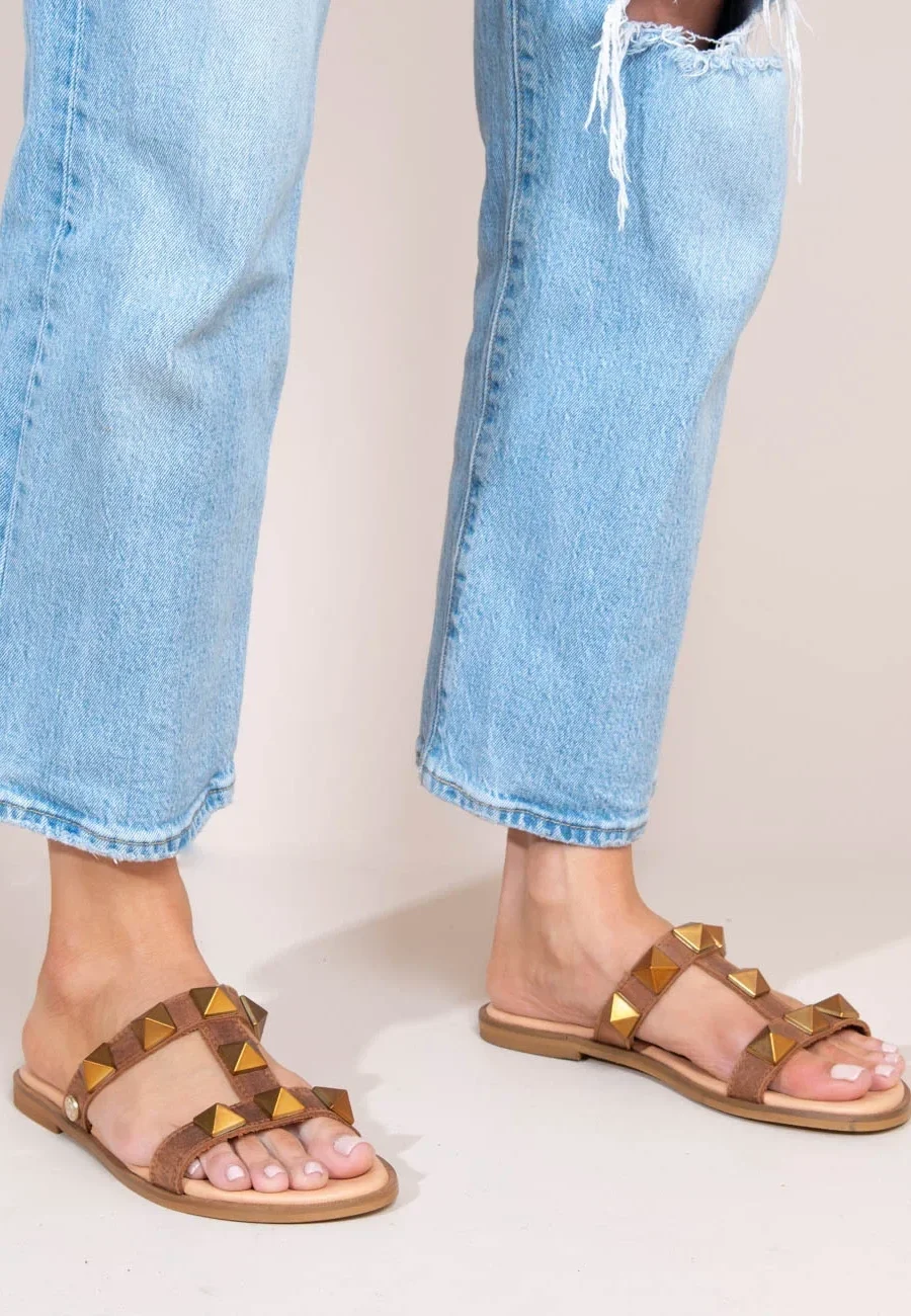 Σανδάλια γυναικεία δερμάτινα με τρουκς Sandalista - Deux Nu Rock