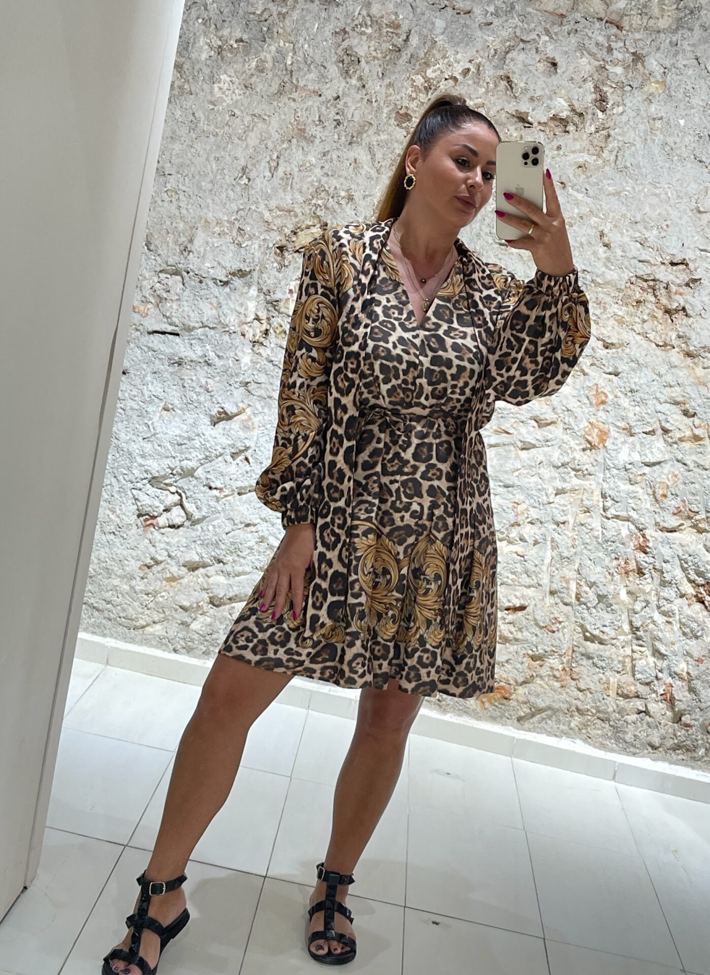 Φόρεμα animal print με δέσιμο στον λαιμό We Coss - 2022 - Image 4