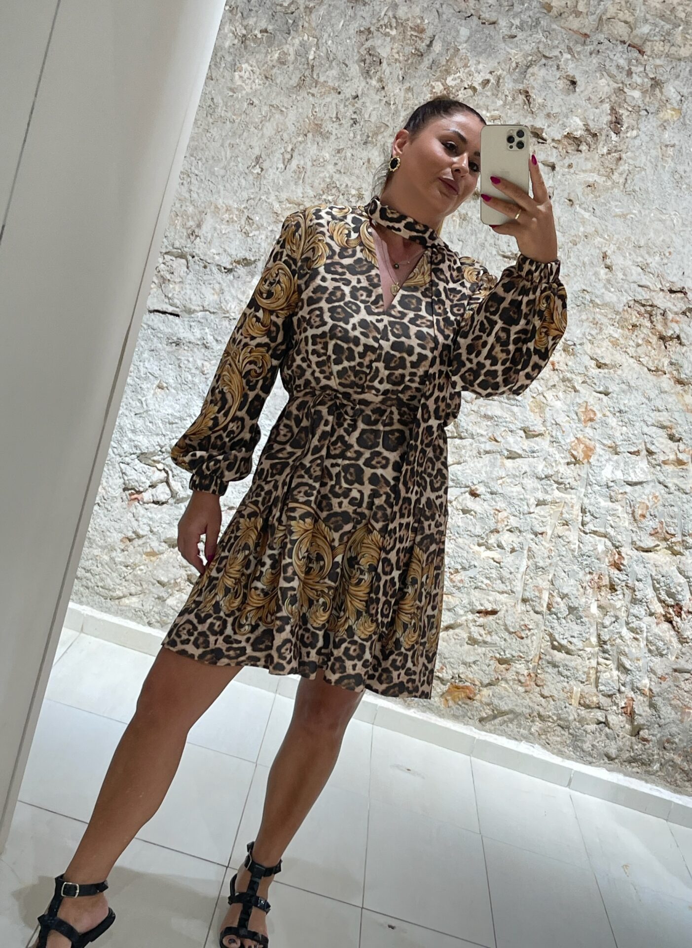 Φόρεμα animal print με δέσιμο στον λαιμό We Coss - 2022 - Image 2