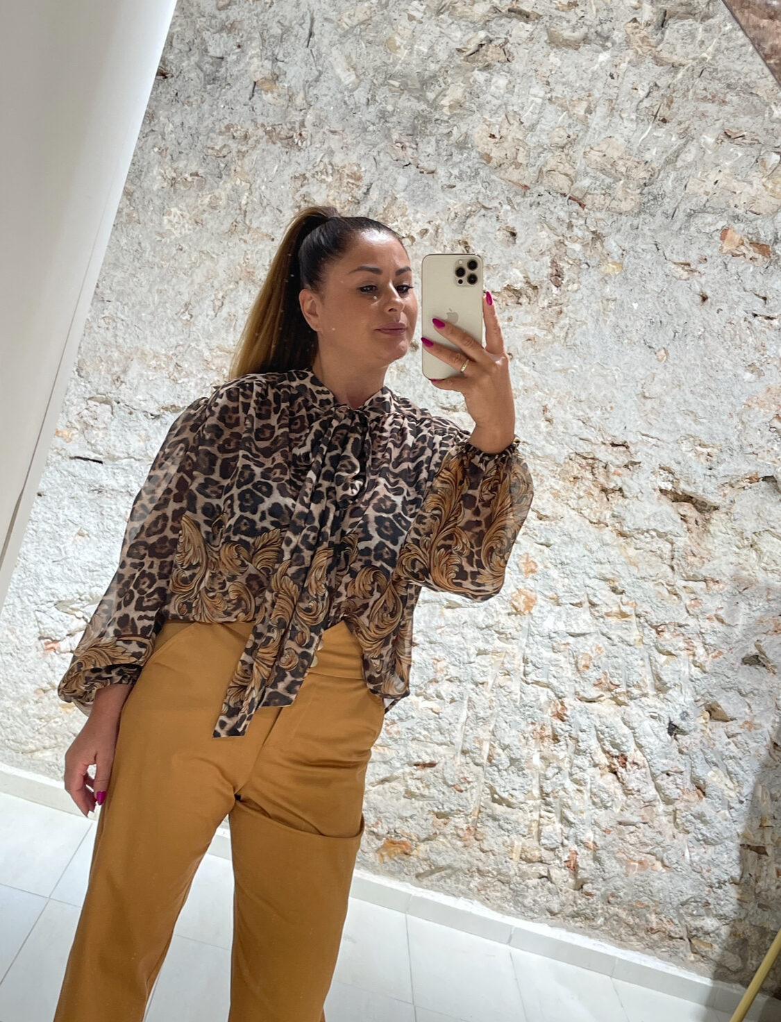Πουκαμίσα animal print με διαφάνεια και δέσιμο στον λαιμό We Coss - 5008 - Image 4
