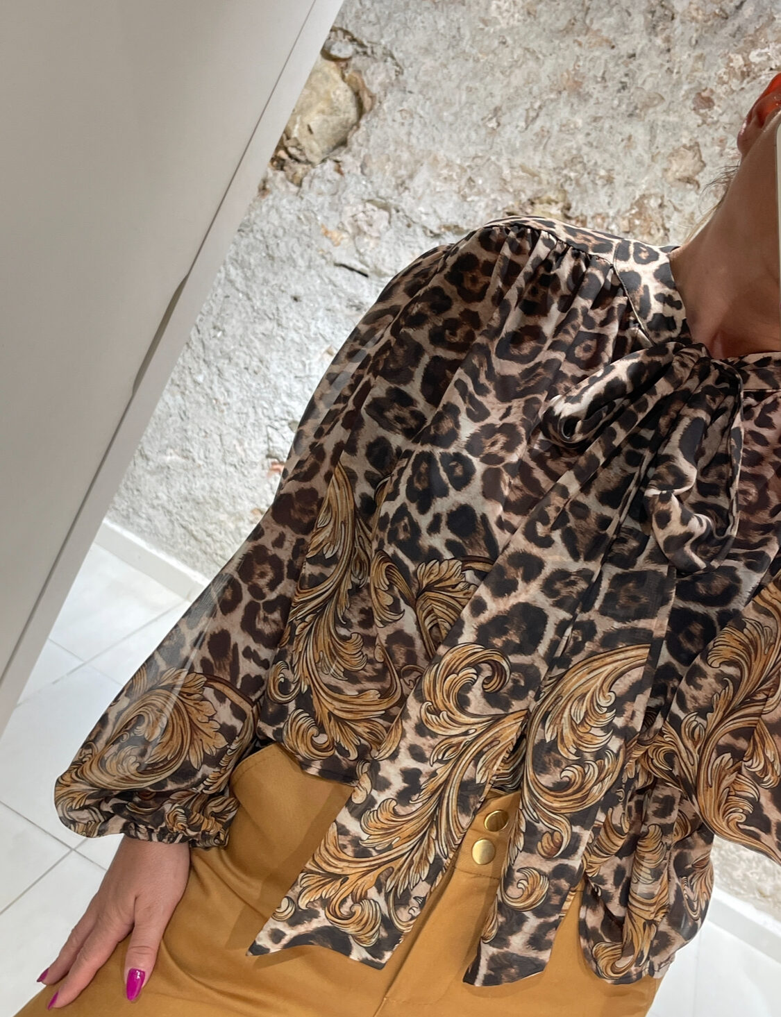 Πουκαμίσα animal print με διαφάνεια και δέσιμο στον λαιμό We Coss - 5008 - Image 3