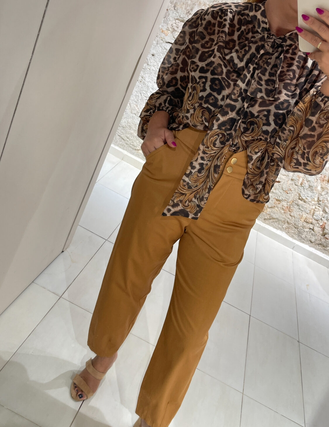 Πουκαμίσα animal print με διαφάνεια και δέσιμο στον λαιμό We Coss - 5008 - Image 2