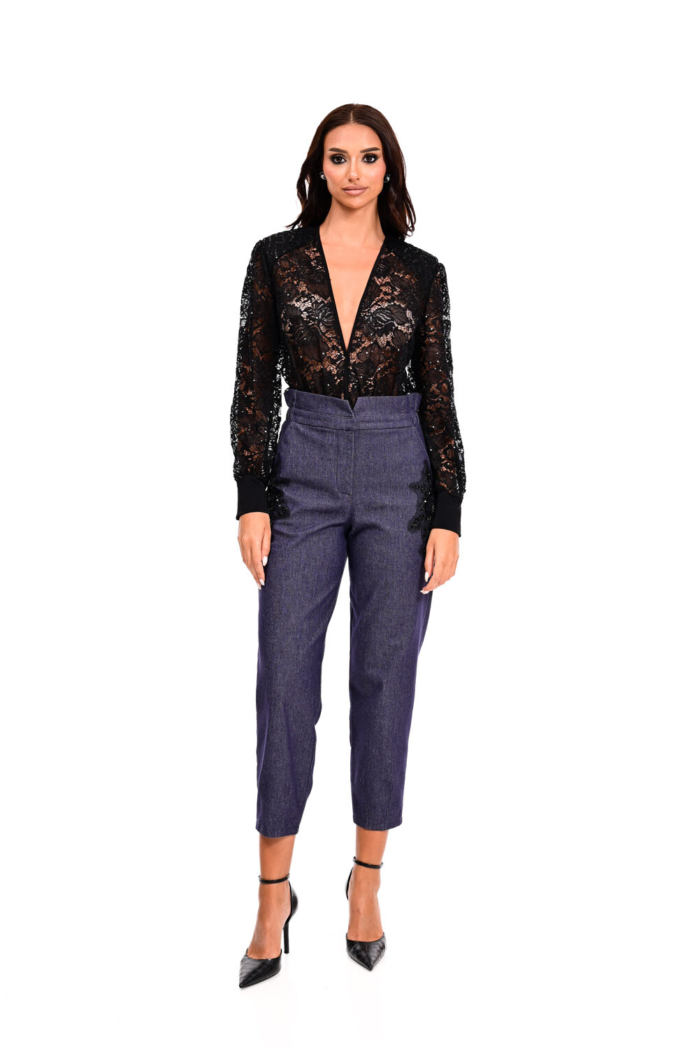 Παντελόνι ψηλόμεσο τύπου τζιν με λάστιχο στη μέση We Coss – 1015 - Image 2