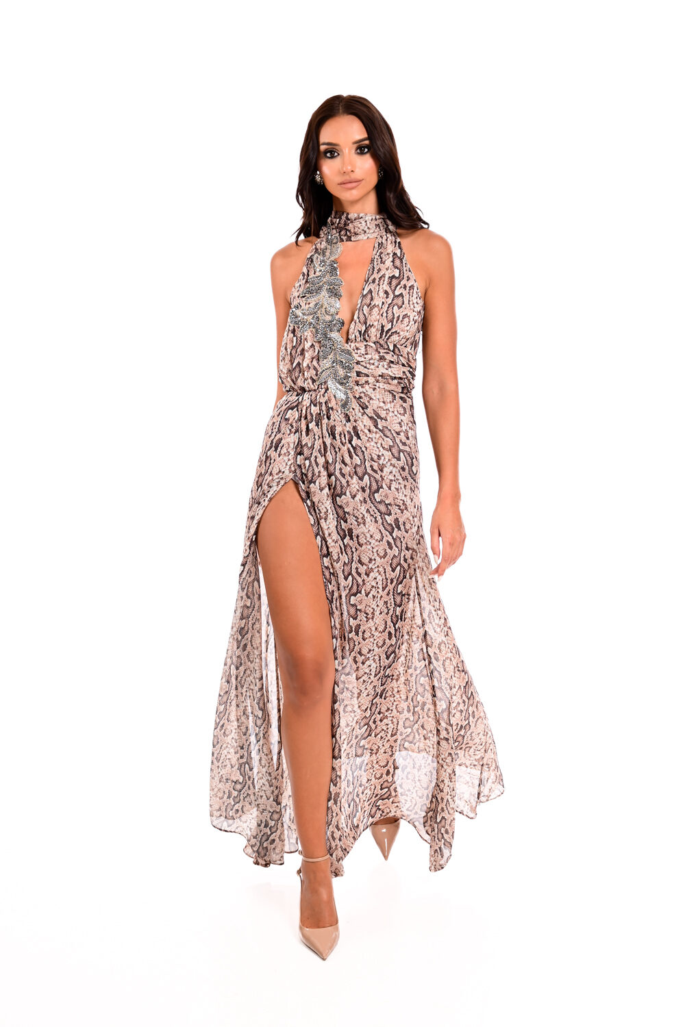 Φόρεμα snake print με λάμψη We Coss – 2038 - Image 2