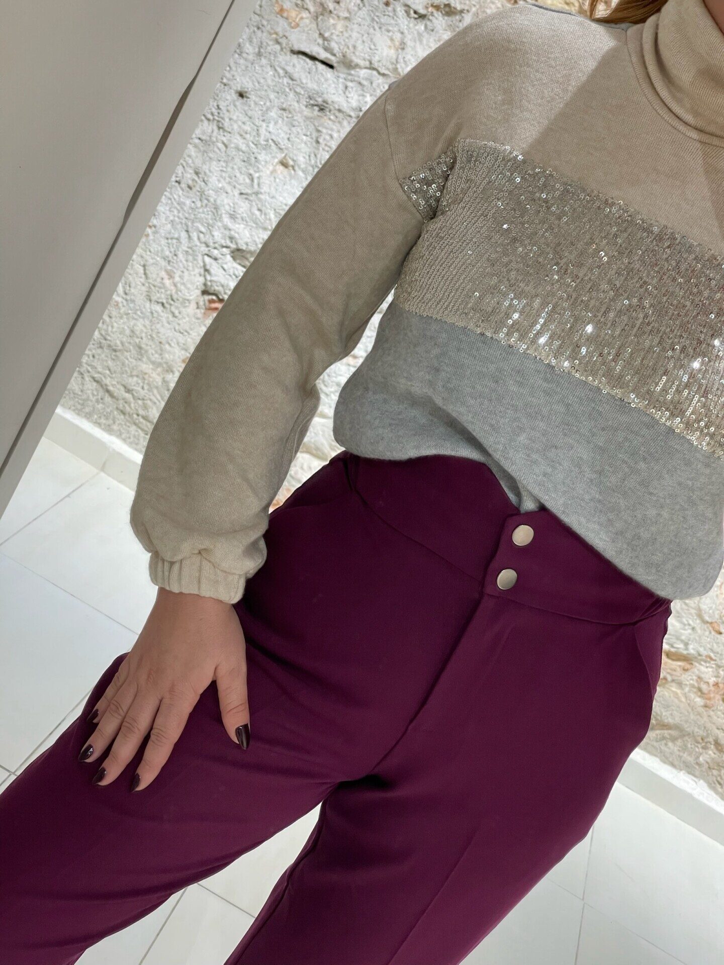 Παντελόνι ψηλόμεσο με λάστιχο στη μέση We Coss – 1037 - Image 3