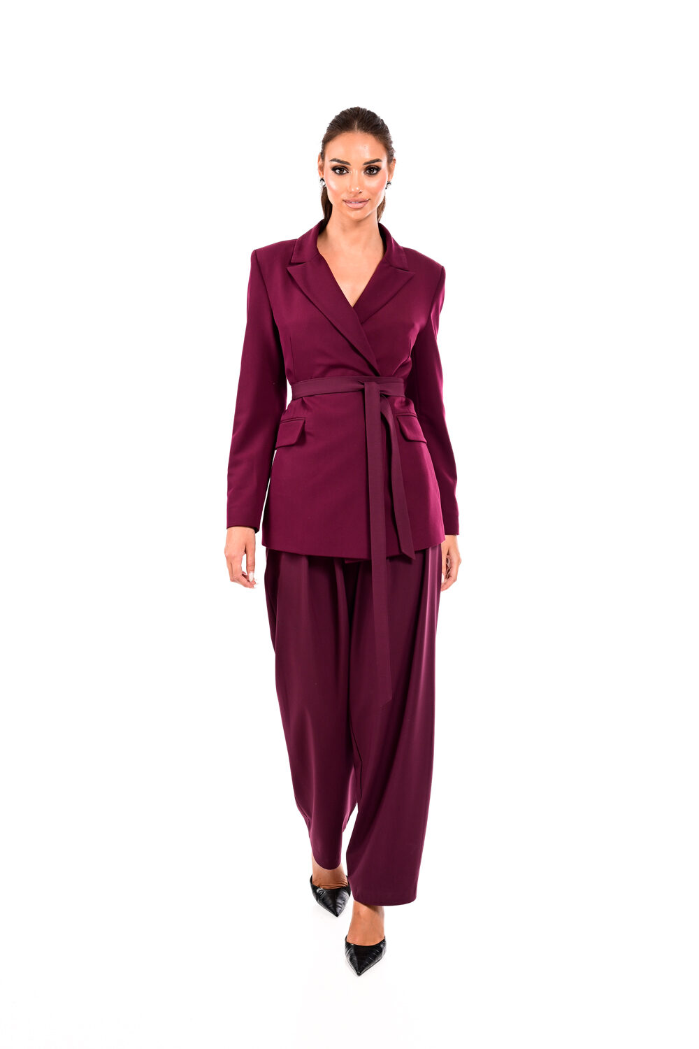 Σακάκι σταυρωτό με ζώνη We Coss - 3025