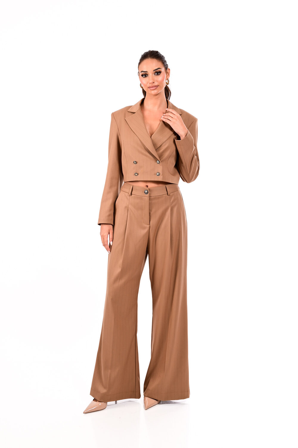 Σακάκι κοντό με μαύρες ρίγες We Coss – 3012 - Image 4