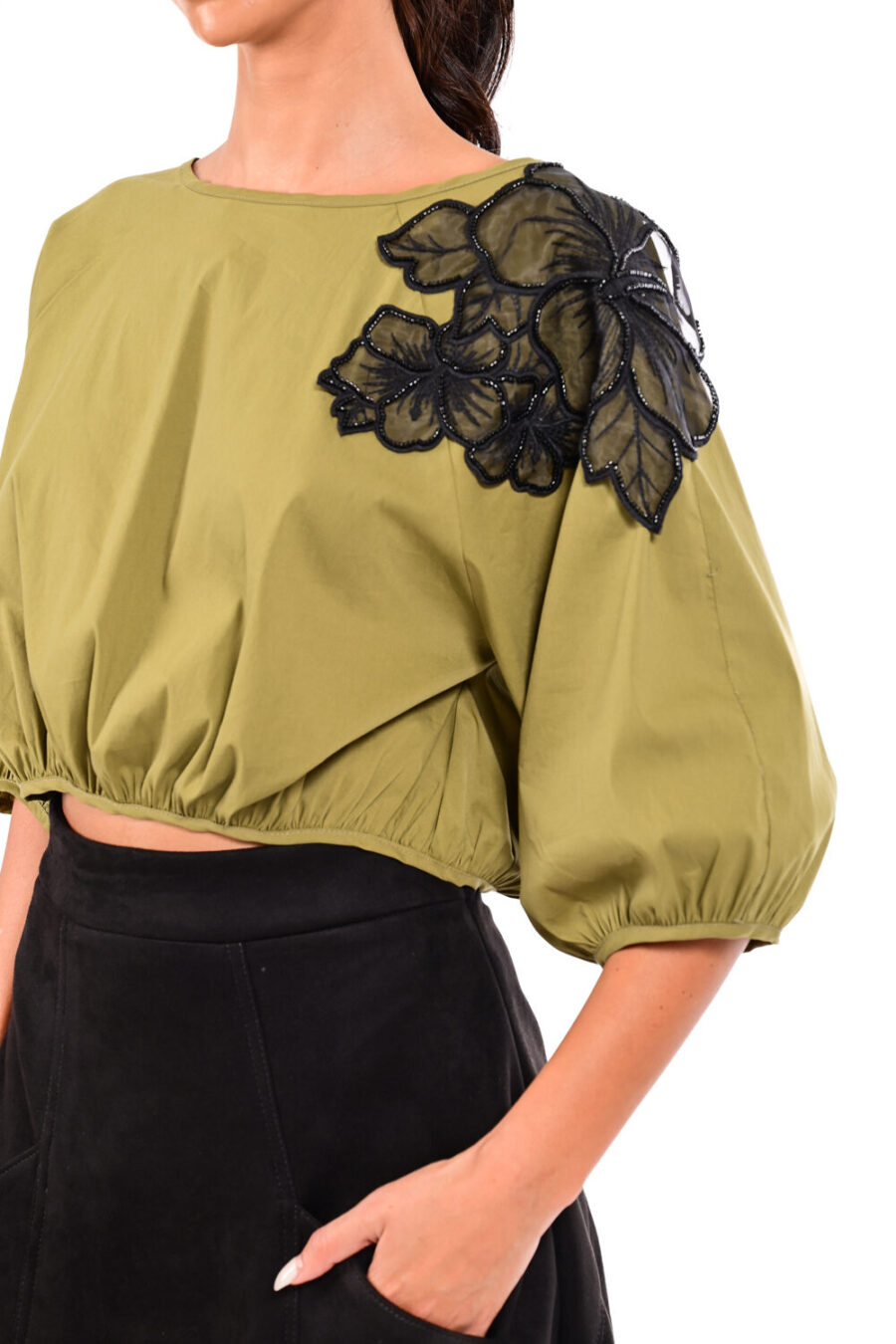 Μπλούζα με δαντέλα στον ώμο We Coss - 0028