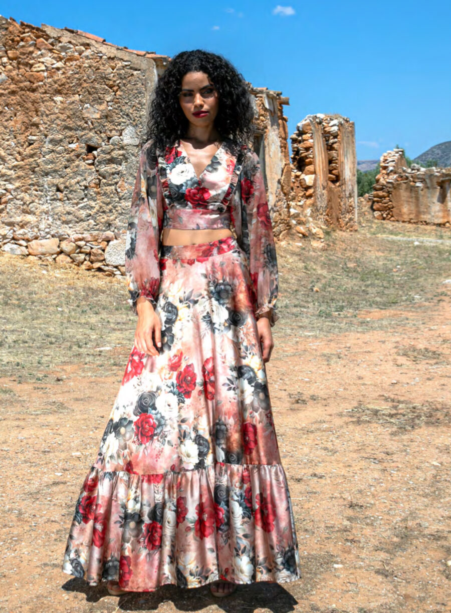 Σετ κροπ τοπ με φούστα White 22 - WX0550