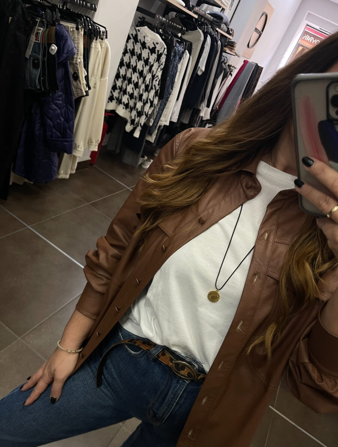 Σετ eco leather πουκαμίσα/παντελόνι White 22 - WX1290 - Image 4