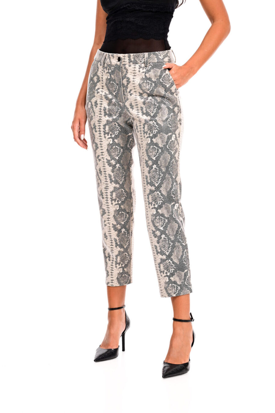 Παντελόνι Ψηλόμεσο Δερματίνη  Snake Print  We Coss - 1001