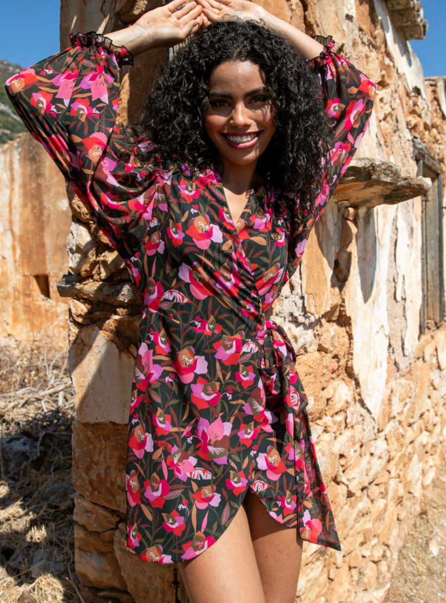 Φόρεμα κρουαζέ με μακρύ μανίκι White 22 - WX0880