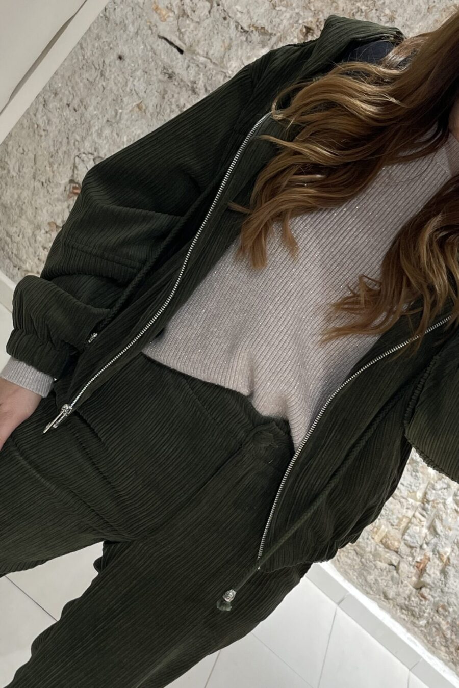 Ζακέτα bomber κοτλέ με κουκούλα White22 – WX0690