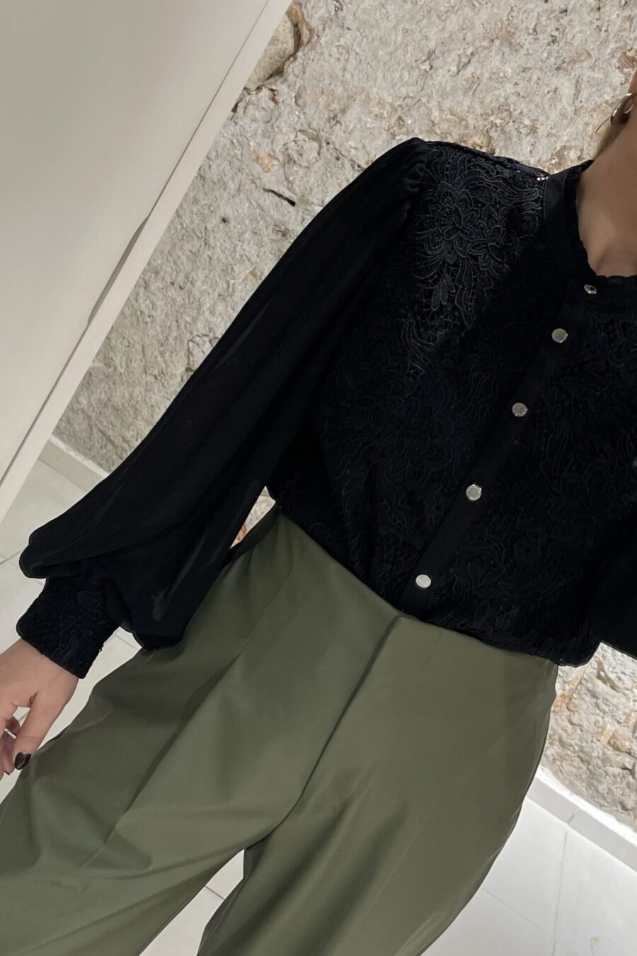 Μπλούζα δαντελένια με κουμπιά Morgan - 251