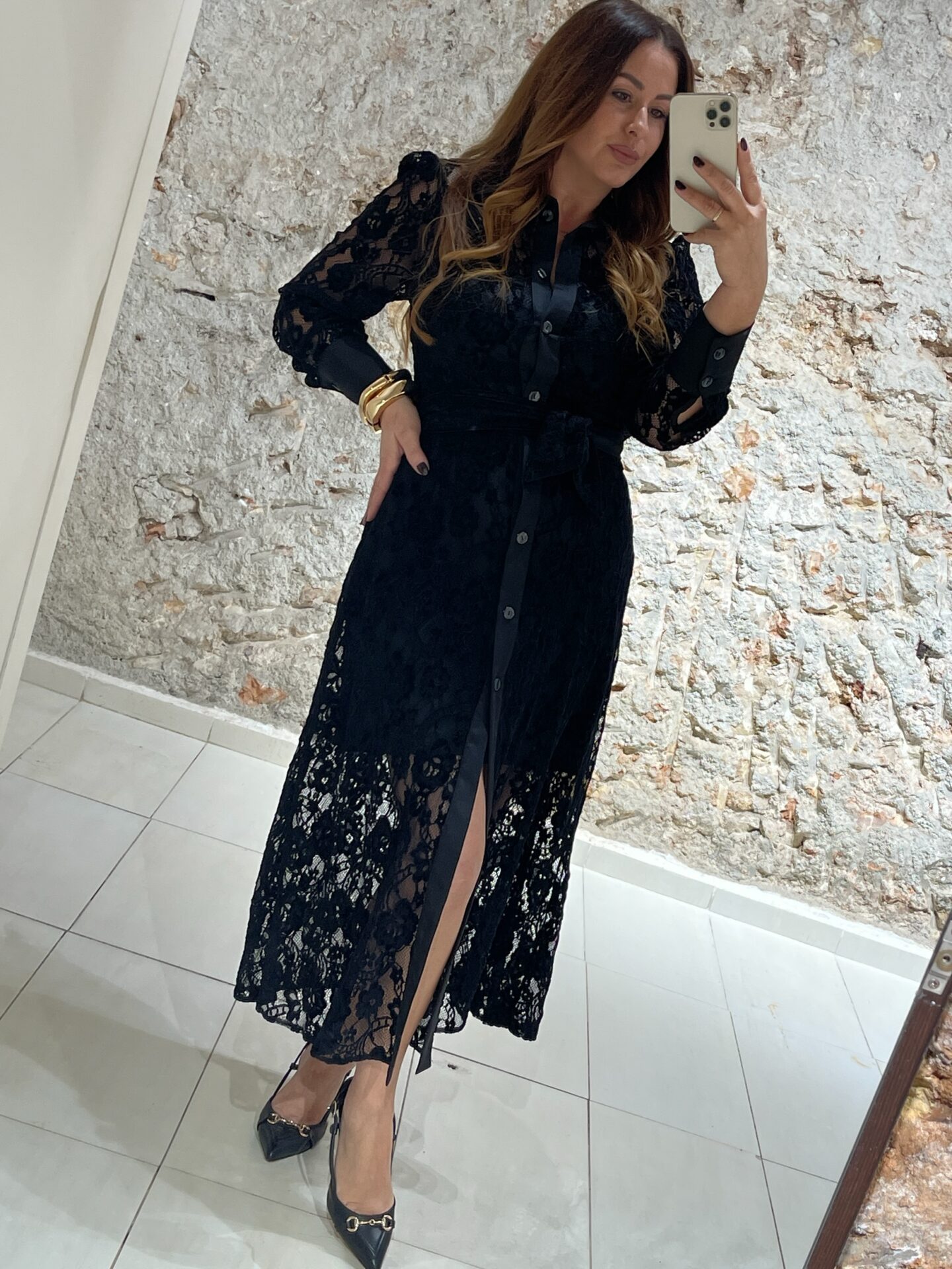 Φόρεμα midi δαντέλα σεμιζιέ We Coss - 2030 - Image 2