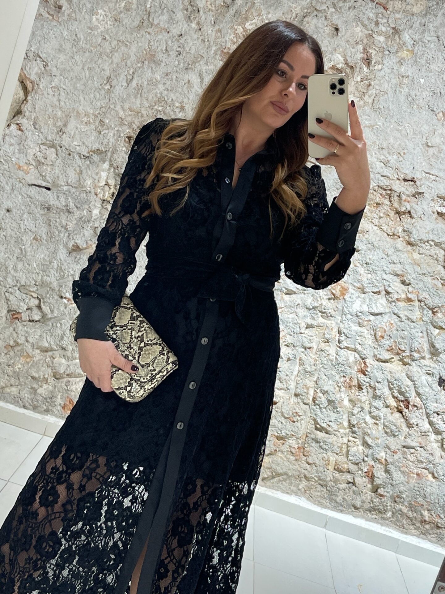 Φόρεμα midi δαντέλα σεμιζιέ We Coss - 2030