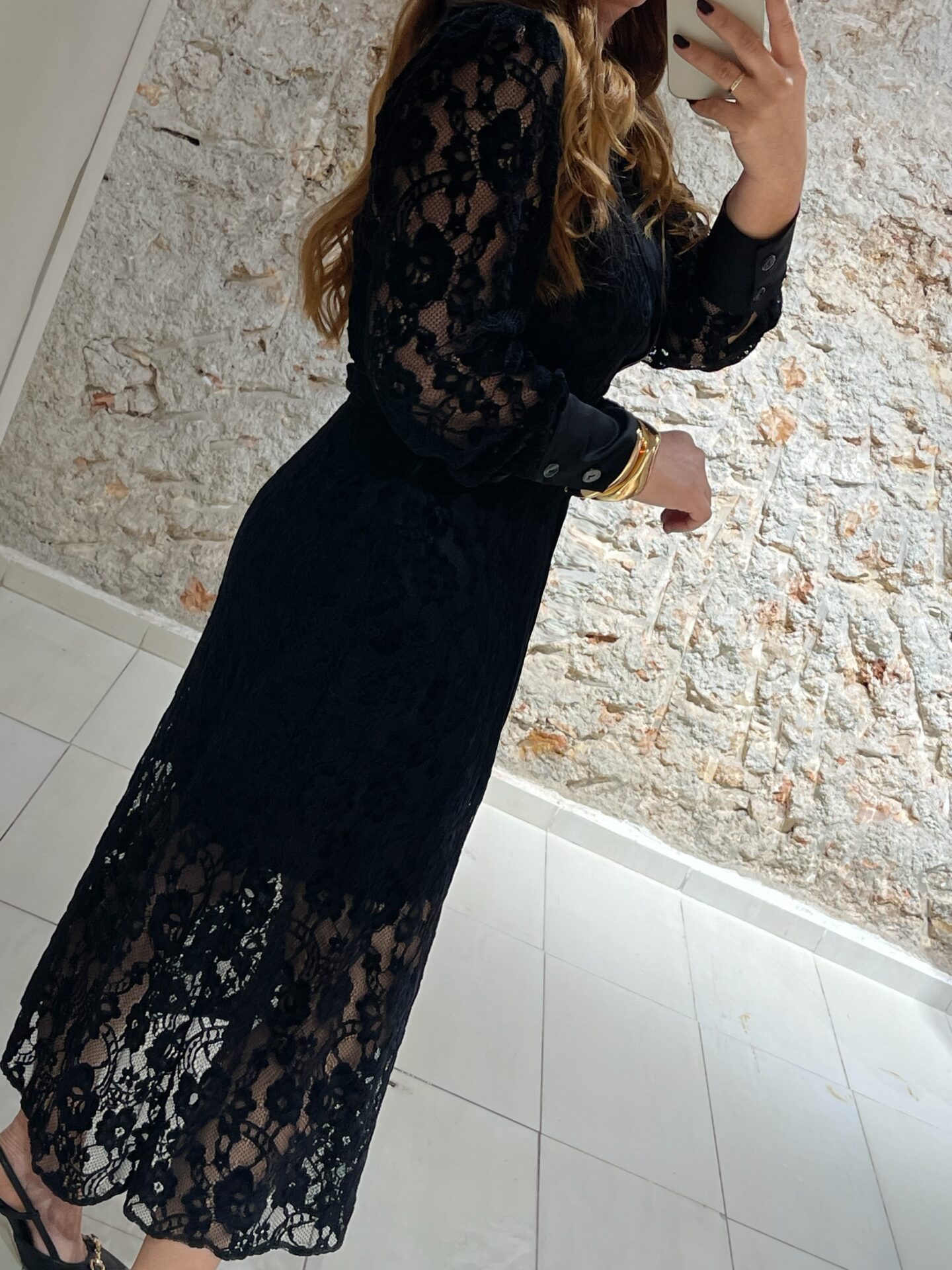 Φόρεμα midi δαντέλα σεμιζιέ We Coss - 2030 - Image 5