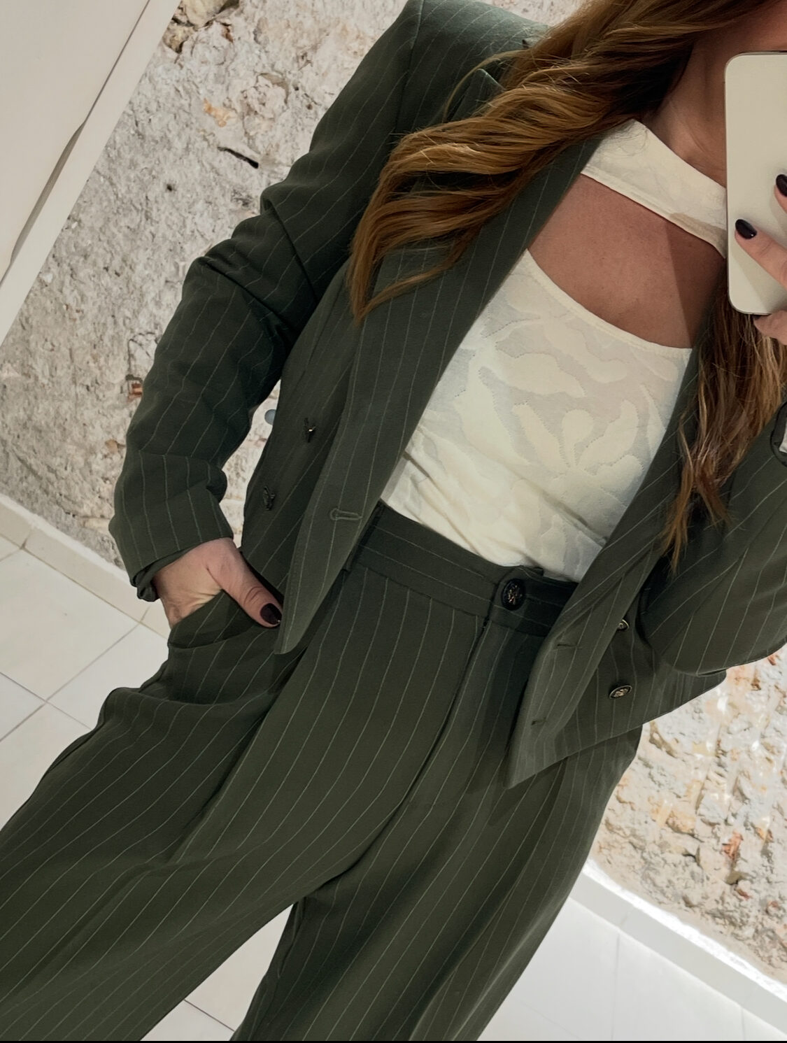 Σακάκι κοντό με μαύρες ρίγες We Coss – 3012 - Image 3