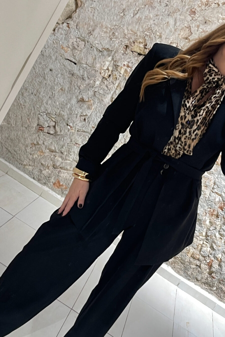 Παντελόνα ψηλόμεση με πιέτες σε κρεπ ύφανση We Coss – 1028