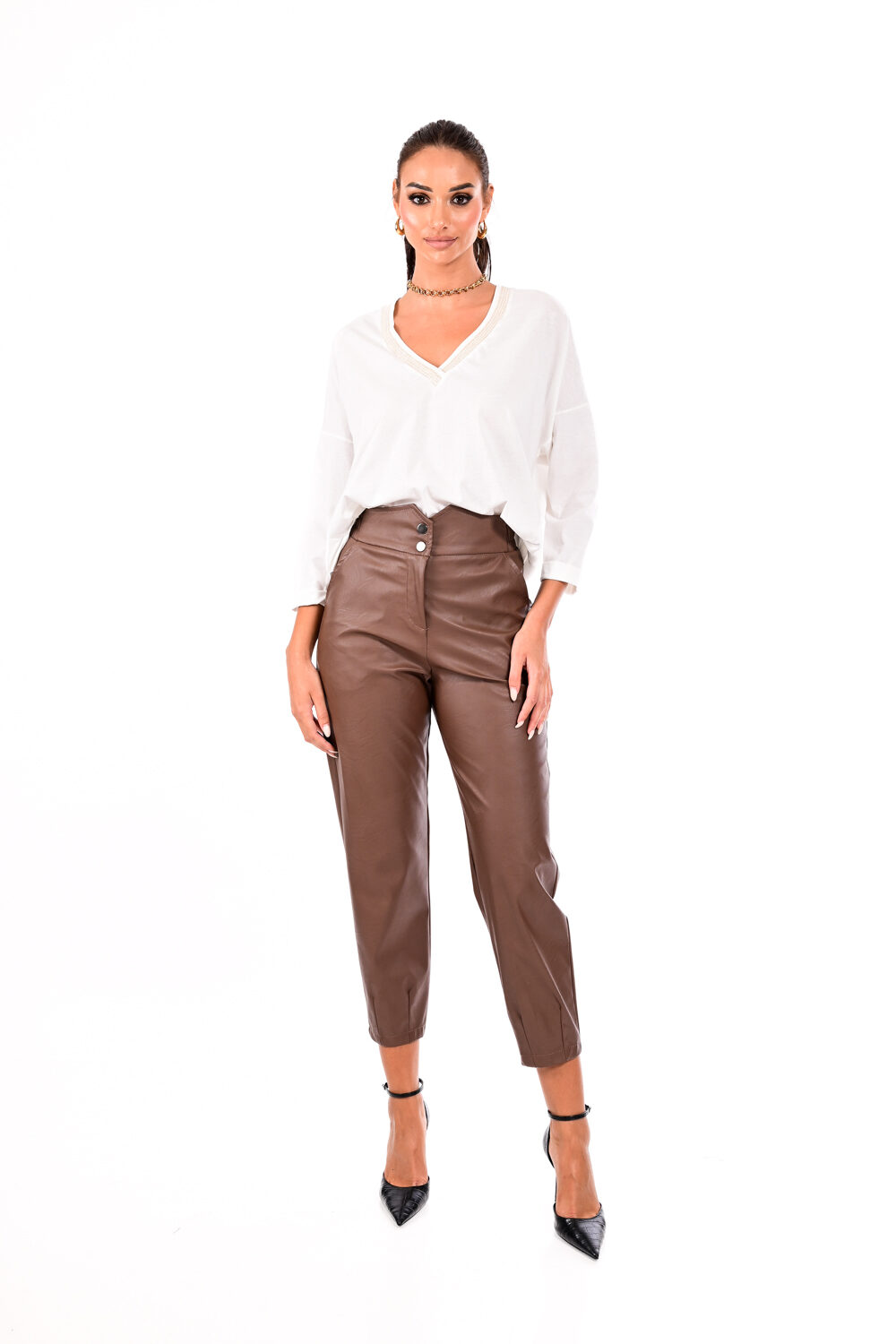 Παντελόνι eco leather με Λάστιχο We Coss – 1036 - Image 4