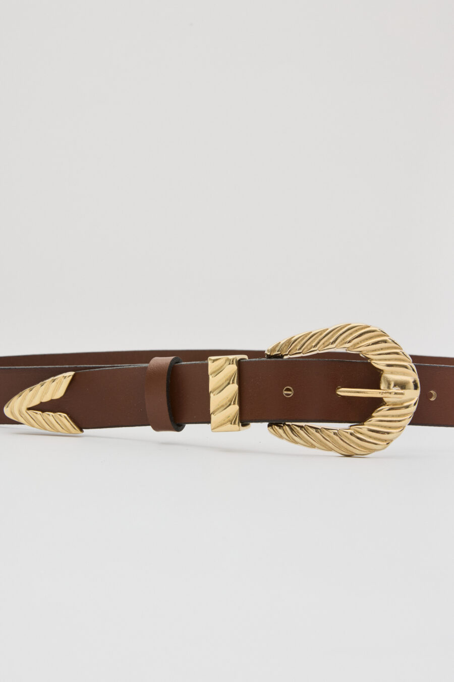 Δερμάτινη ζώνη με χρυσή αγκράφα LeatherTwist – WOVEN