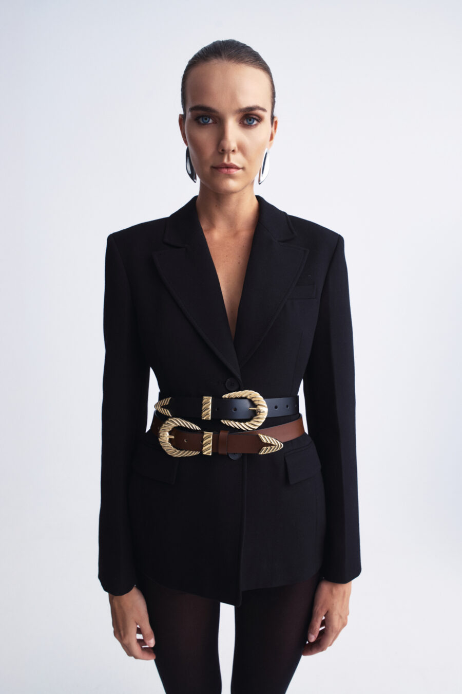 Δερμάτινη ζώνη με χρυσή αγκράφα LeatherTwist – WOVEN