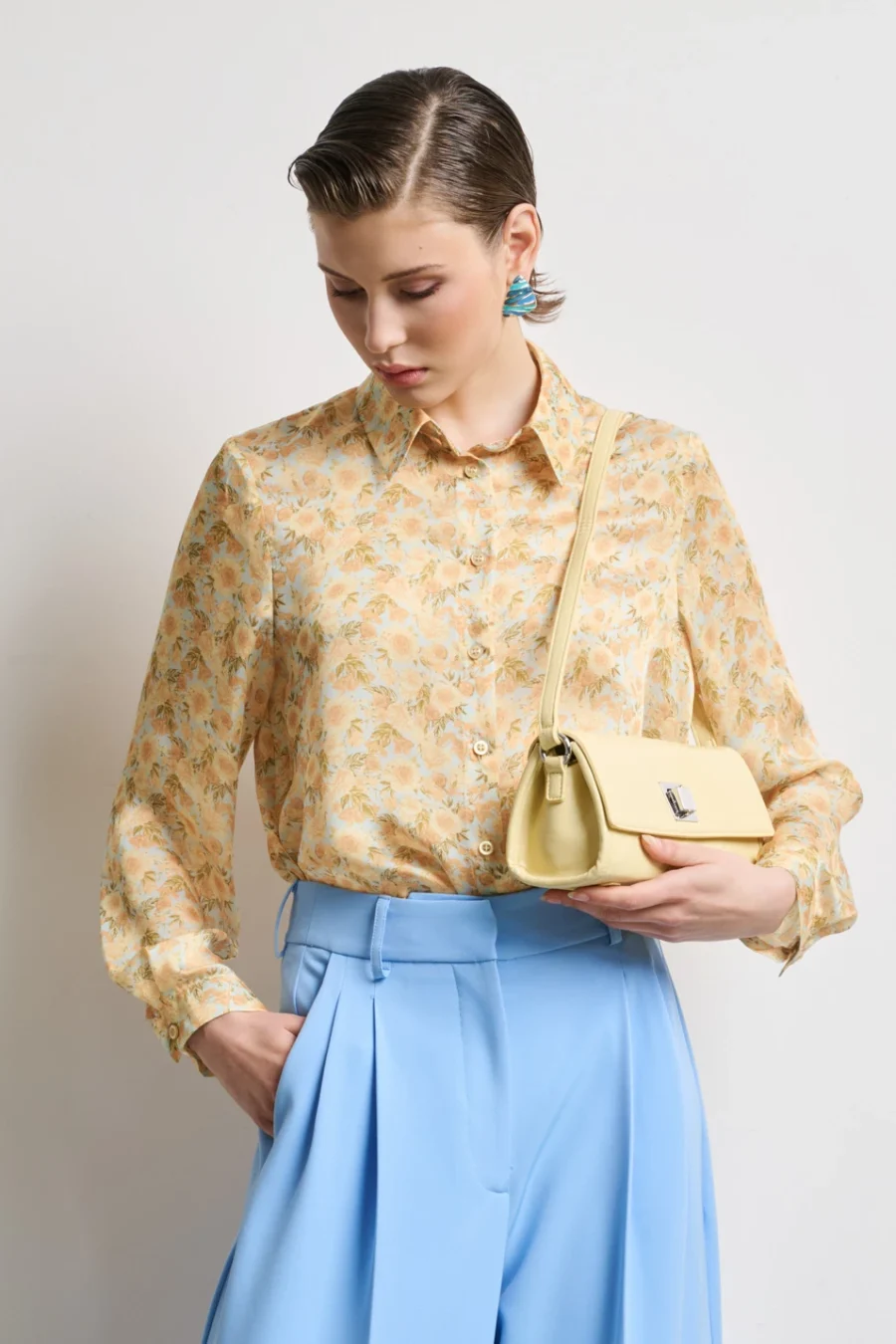 Πουκάμισο σατέν floral με γιακά Desiree - 0944013